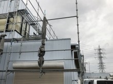 足場の台風養生の様子