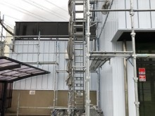 足場の台風養生の様子