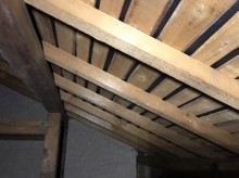 現地調査中の屋根裏