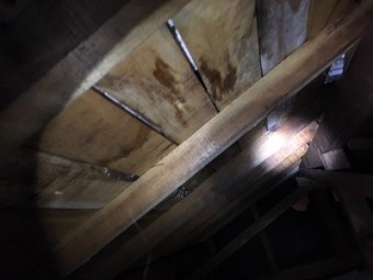 雨漏れが起きているお宅の屋根裏の写真