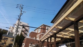 雨樋を新設するテラスの様子