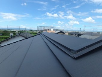 現地調査中の屋根