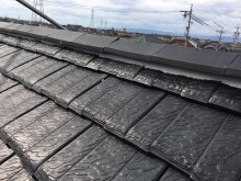 台風被害による屋根の棟組み換え工事完工の様子