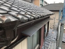 台風被害により、軒樋が飛散したお宅の完工の様子