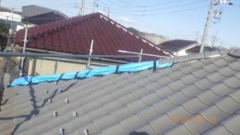 台風被害のあったお宅の屋根工事の現地調査の様子