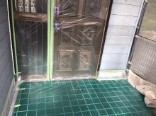 養生 玄関 外壁塗装