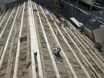 垂木を這わせた屋根