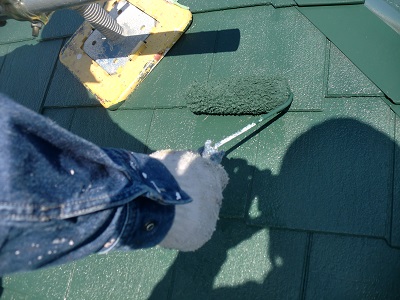 屋根塗装　清須市　施工中
