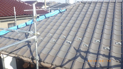 台風被害のあったお宅の屋根工事の現地調査の様子